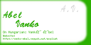 abel vanko business card